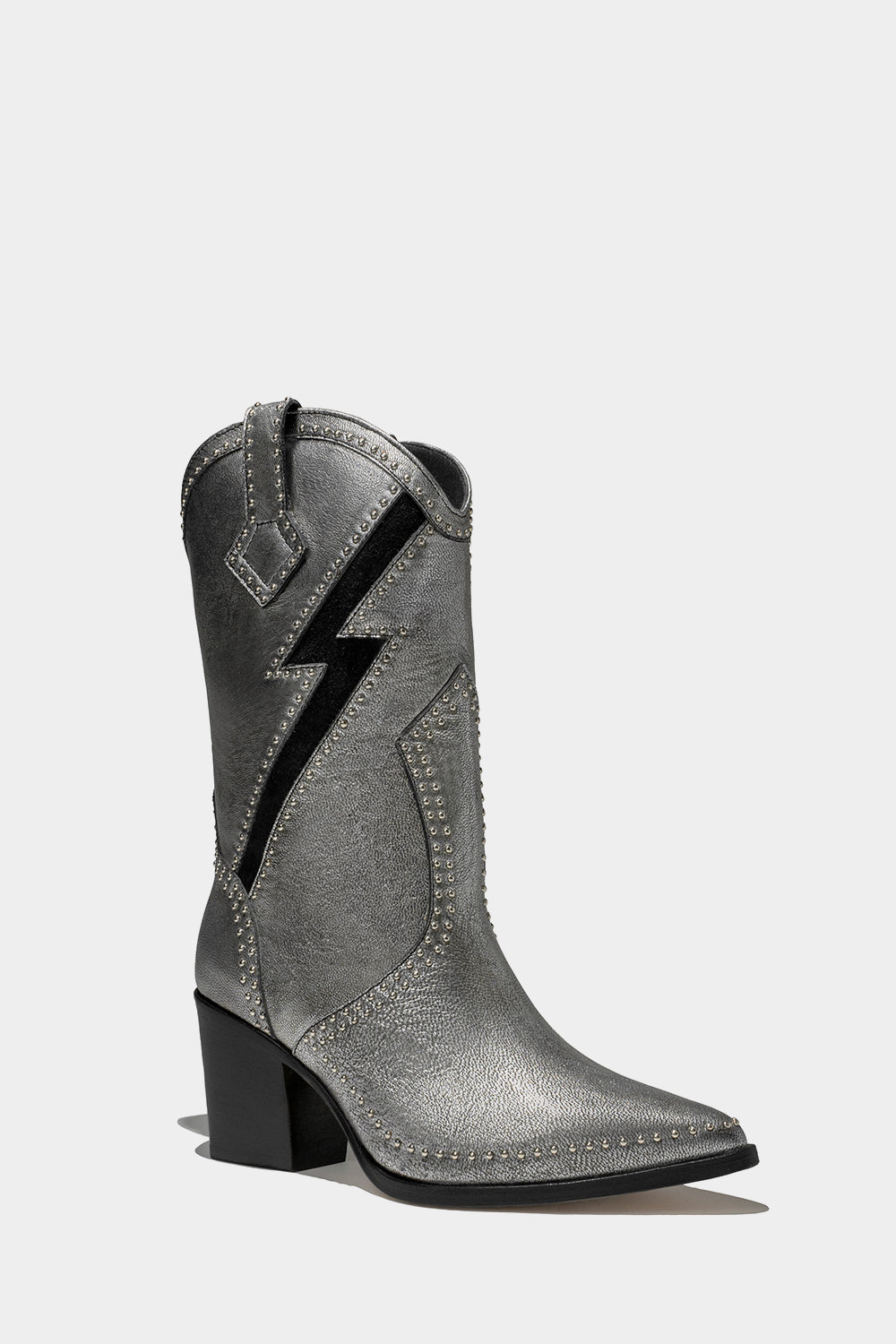 botas metalicas plateadas espaciales de piel