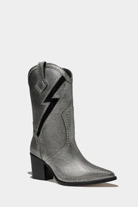 botas metalicas plateadas espaciales de piel