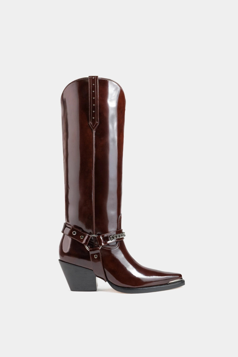 botas western de piel con acabado vinyl