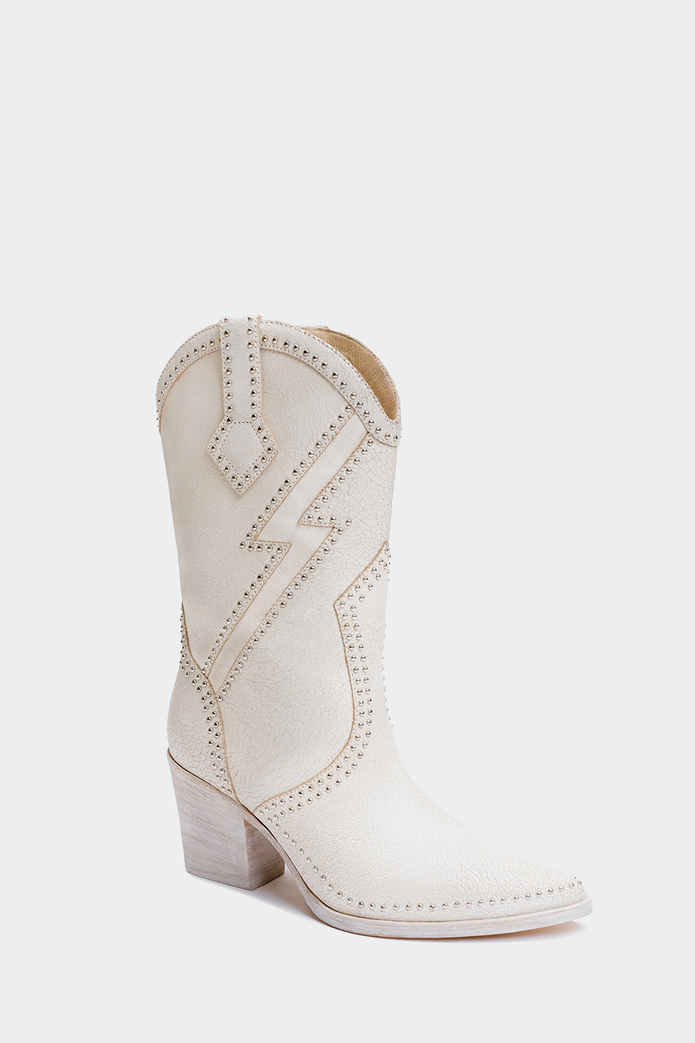 bota estilo texano de piel vacuno color blanco