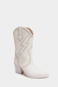 bota estilo texano de piel vacuno color blanco