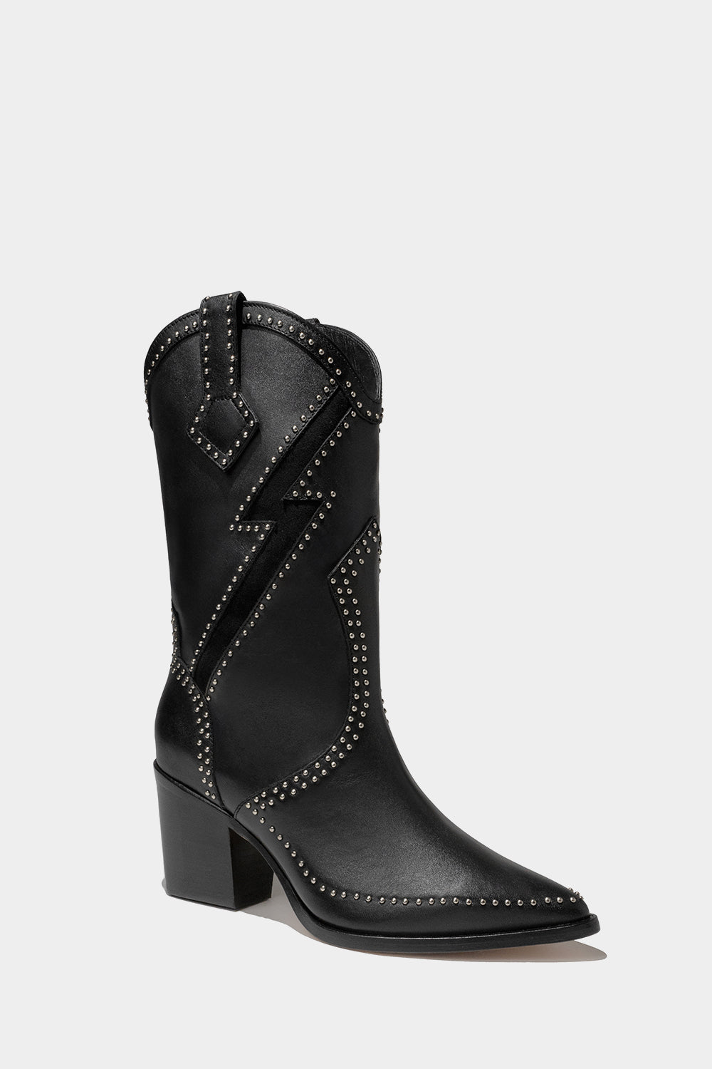 botas de tacon negras con un rayo 