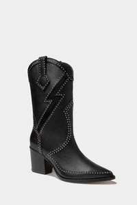 botas de tacon negras con un rayo 
