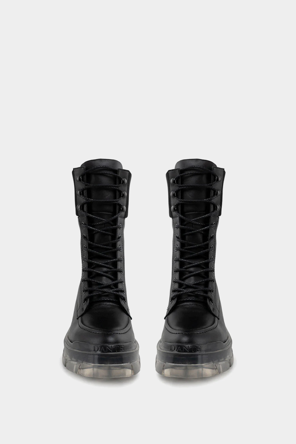 botas para lluvia hechas en piel con agujetas color negro