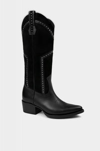 botas negras de moda estilo texano con gamuza color negro