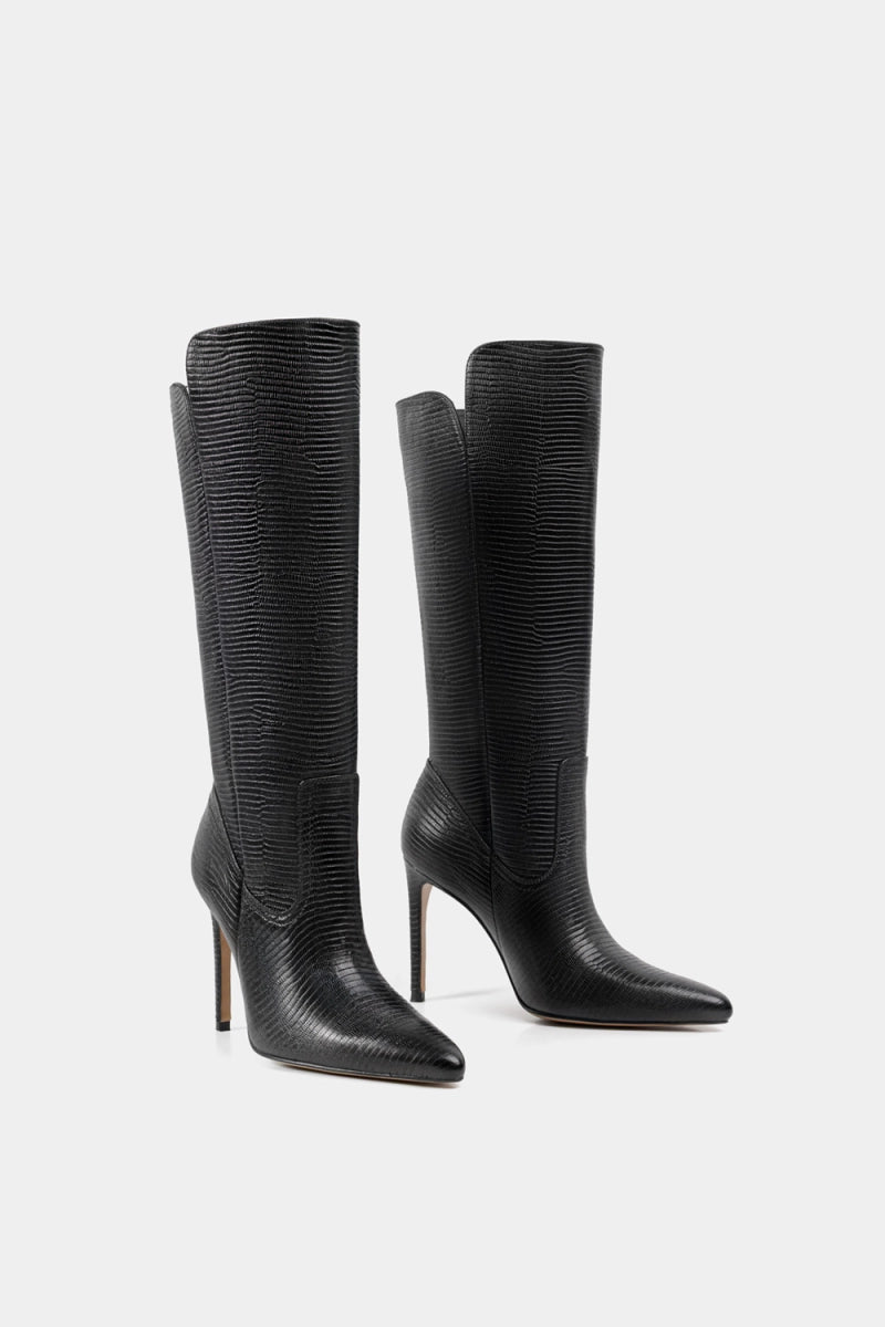 Botas de diseñador en piel para dama con tacón de aguja estilo marc jacobs