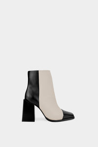 botin de piel color blanco y negro para mujer