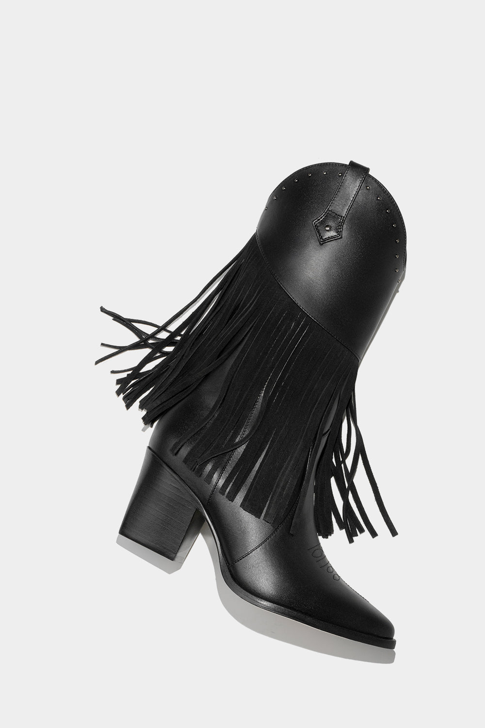 bota texana negra con tiras