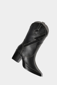 bota vaquera en piel color negro para dama