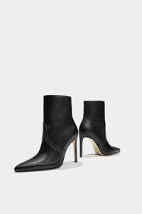 botas negras de piel para dama con tacón de aguja estilo versace