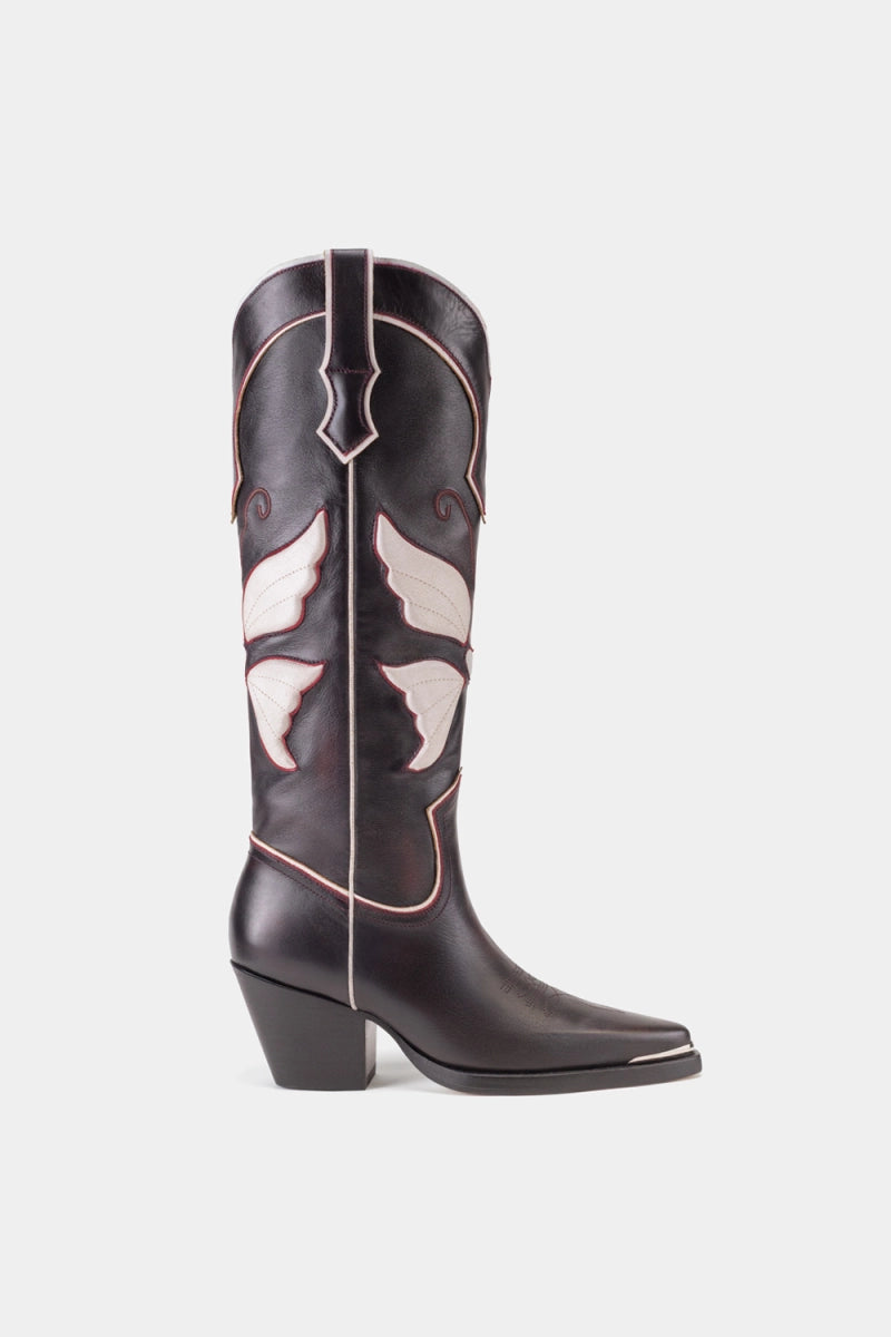 Botas western de mariposa blanca