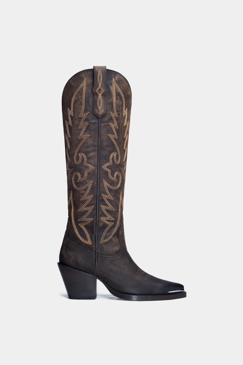 Botas wester de piel color café