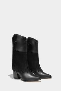 bota negra estilo beyonce con flecos
