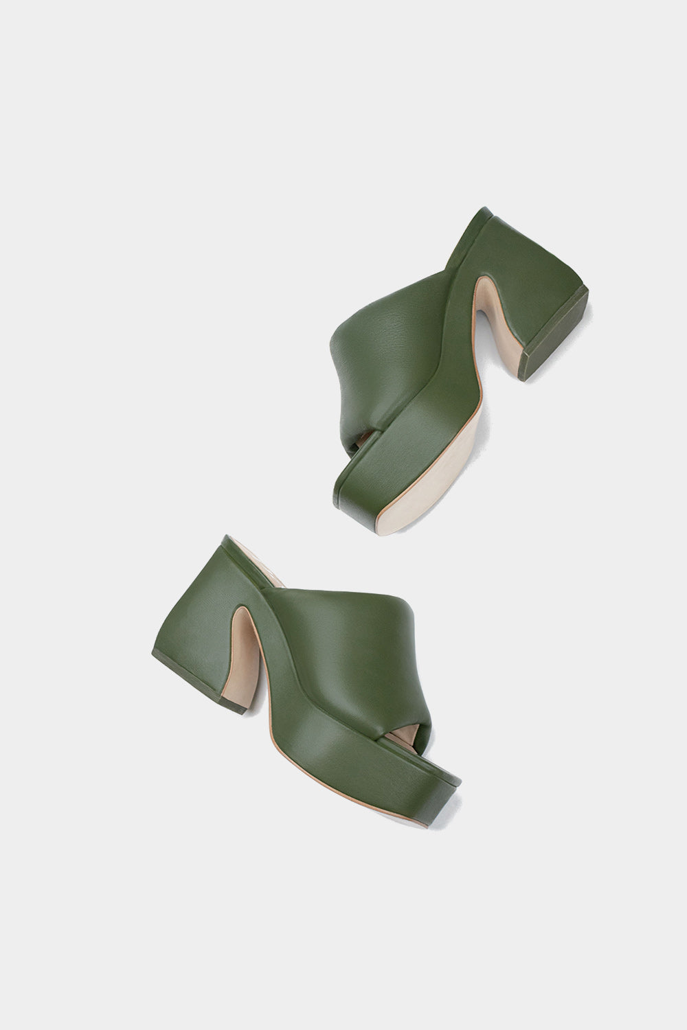 sandalias de piel color verde